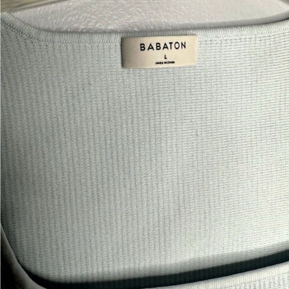 Aritzia Babaton Sculpt Knit Squareneck Top Womens Size Large Light Blue - Picture 5 of 7
